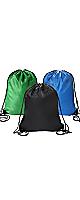 3Pcs Draw String Backpack Cinch Sack Black Gym Bag Sports Swimming Women Men