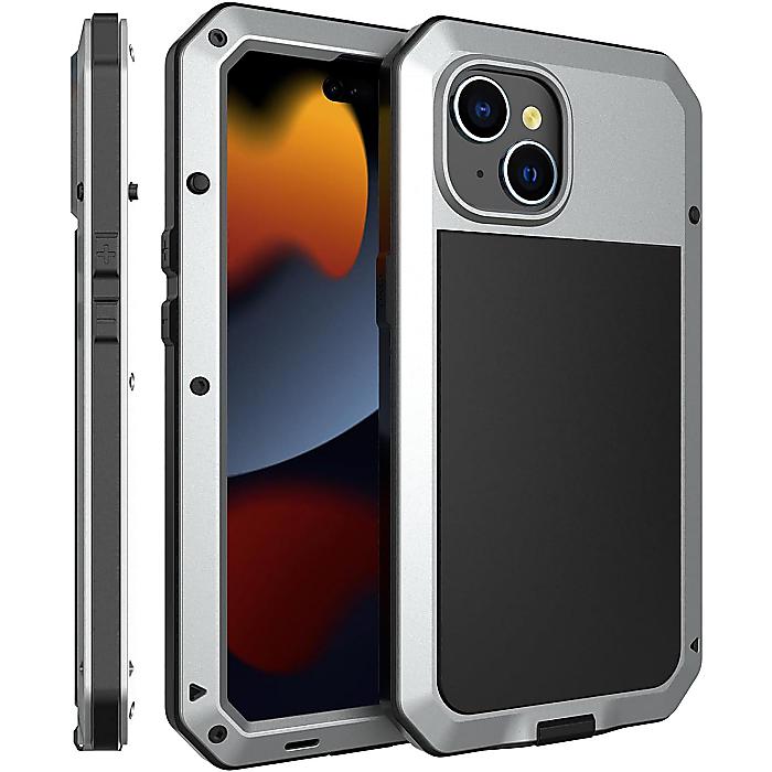 【ホワイト】Marrkey iPhone 15対応ケース【Tough Armour】アルミ合金メタルケース、シリコン内蔵スクリーンプロテクター付き、フルボディ防護カバー-
