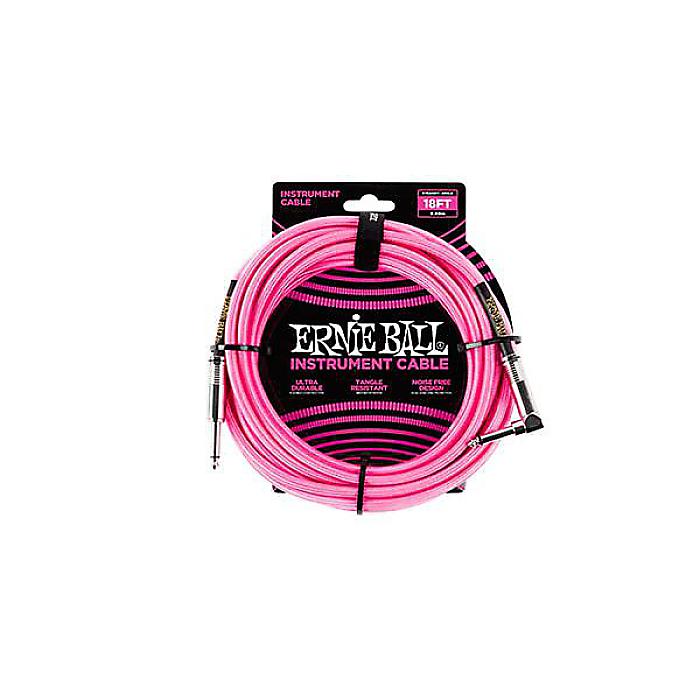 ERNIE BALL ( アーニー・ボール ) / 18 Braided Straight / Angle Instrument Cable - Neon Pink