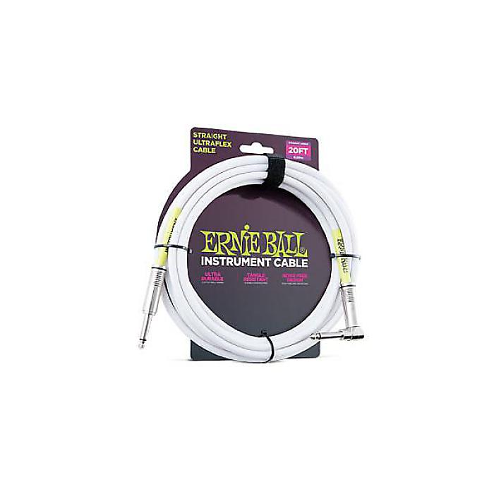 ERNIE BALL ( アーニー・ボール ) / 20 STRAIGHT / ANGLE INSTRUMENT CABLE - WHITE #6047