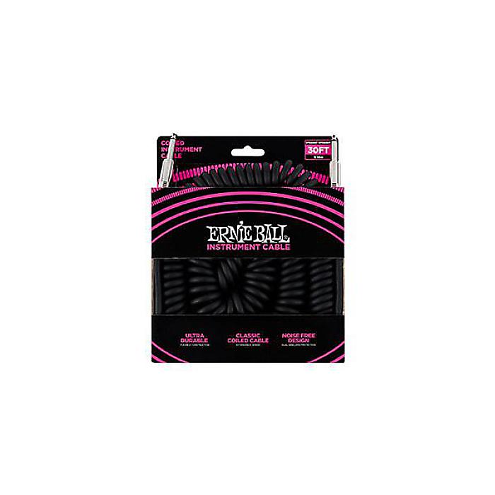 ERNIE BALL ( アーニー・ボール ) / 30 COILED STRAIGHT / STRAIGHT INSTRUMENT CABLE - BLACK#6044
