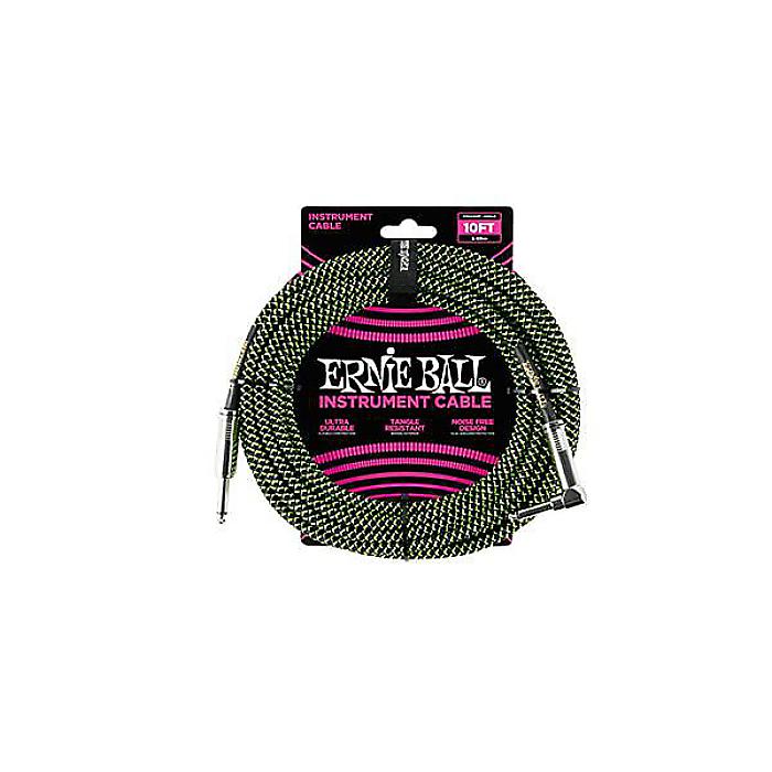 ERNIE BALL ( アーニー・ボール ) / 10 Braided Straight / Angle Instrument Cable - Black / Gree