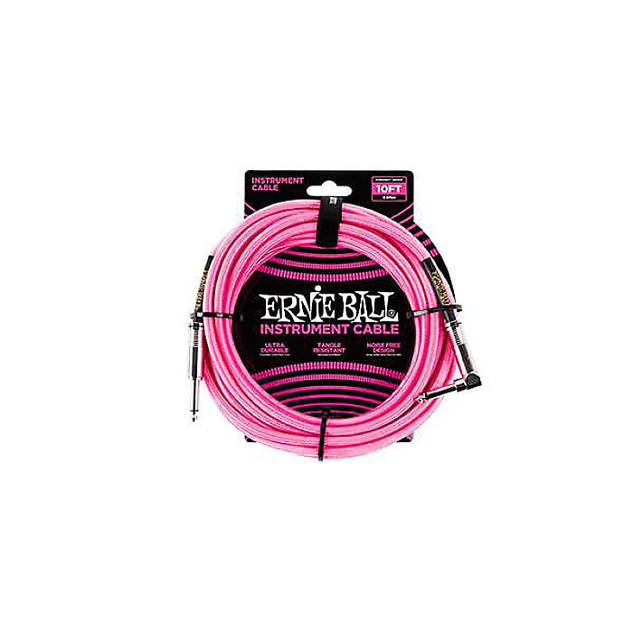 ERNIE BALL ( アーニー・ボール ) / 10 Braided Straight / Angle Instrument Cable - Neon Pink