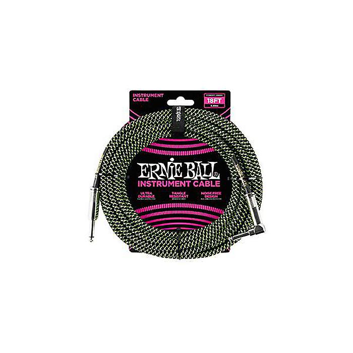 ERNIE BALL ( アーニー・ボール ) / 18 Braided Straight / Angle Instrument Cable - Black / Gree