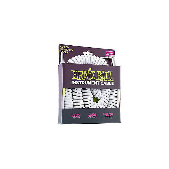ERNIE BALL ( アーニー・ボール ) / 30 COILED STRAIGHT / ANGLE INSTRUMENT CABLE - WHITE#6045