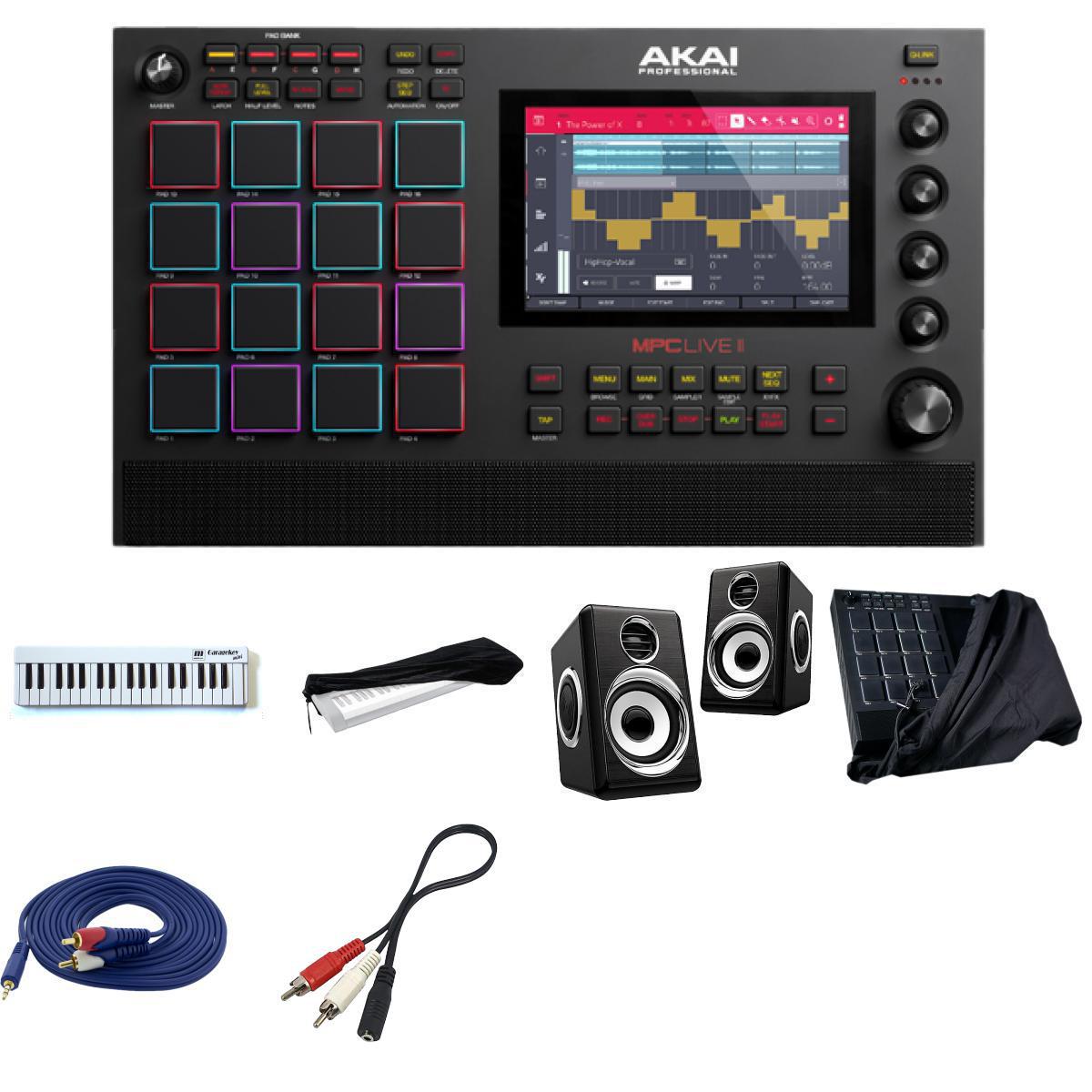 ■ご予約受付■ 【低音ブースト機能搭載スピーカー&キーボード初心者完璧セット】AkaI (アカイ) / MPC LIVE 2_GKmini37_Keyboard Cover_88KeysOp7_set 6大特典セット