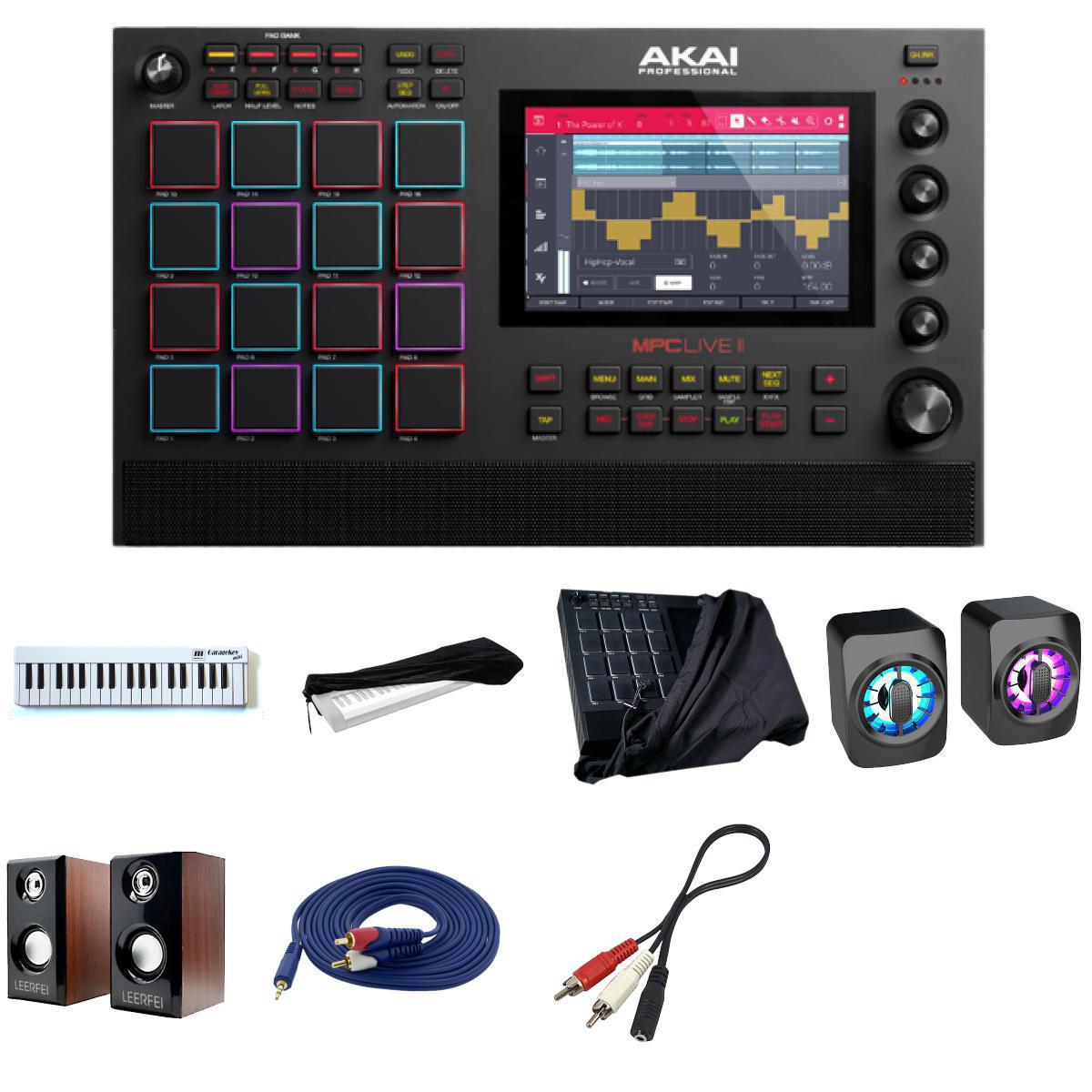 ■ご予約受付■ 【高品質MDF材木製スピーカー&キーボード初心者完璧セット】AkaI (アカイ) / MPC LIVE 2_GKmini37_Keyboard Cover_88KeysOp8_set 7大特典セット