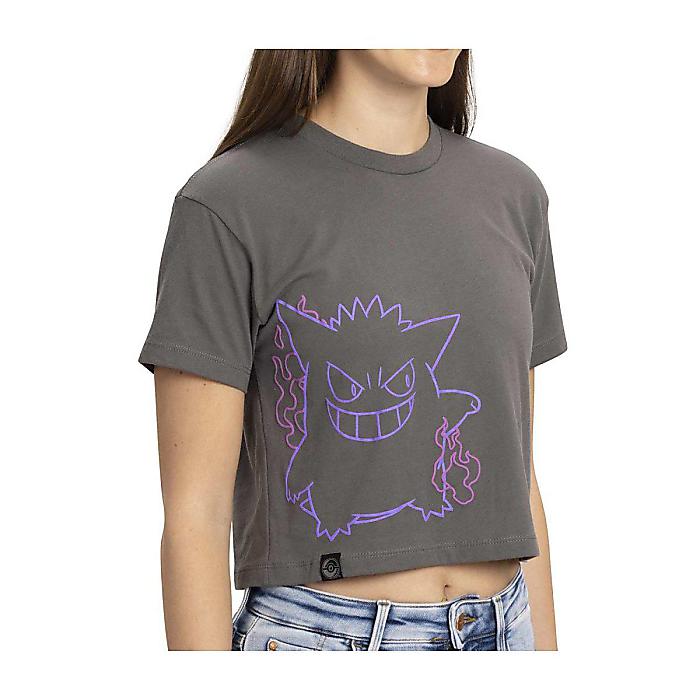 Pokemon Center(ポケモンセンター) / ゲンガー グレー リラックスフィット クルーネック クロップド Tシャツ (Lサイズ/レディース)