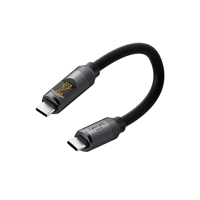Hagibis / USB-Cケーブル LEDディスプレイ付 シリコン 240W 急速充電ケーブル 480Mbpsデータ転送 (シルバー/25cm)