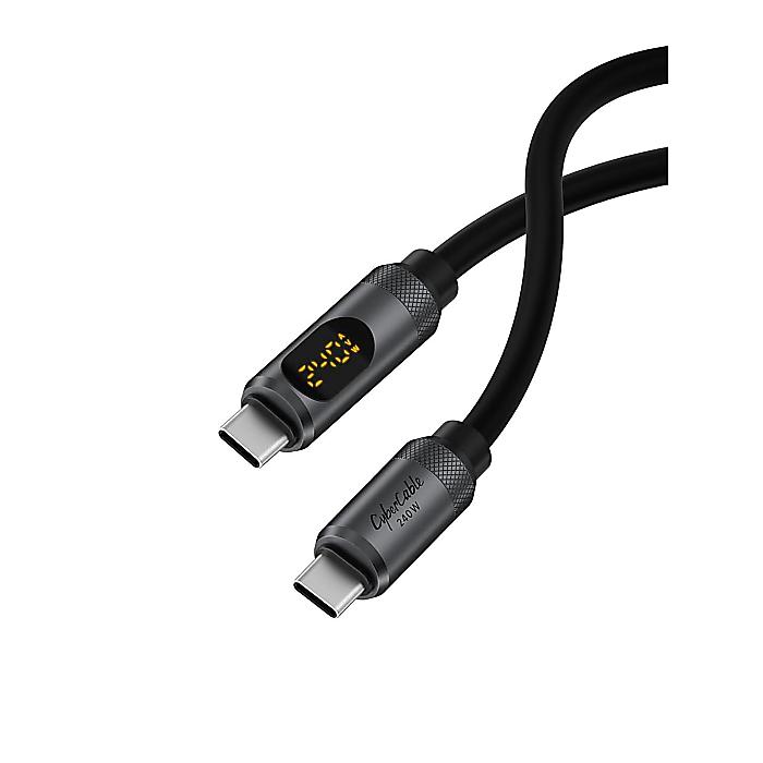Hagibis / USB-Cケーブル LEDディスプレイ付 シリコン 240W 急速充電ケーブル 480Mbpsデータ転送 (シルバー/1m)