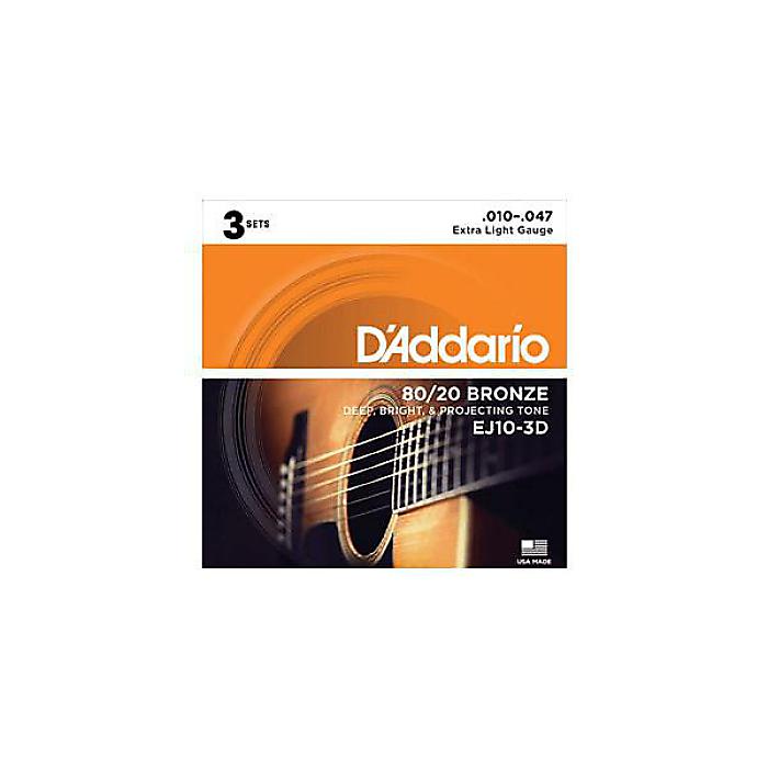 DADDARIO ( ダダリオ ) / EJ10-3D 3Pack 80/20 Bronze Wound Extra Light