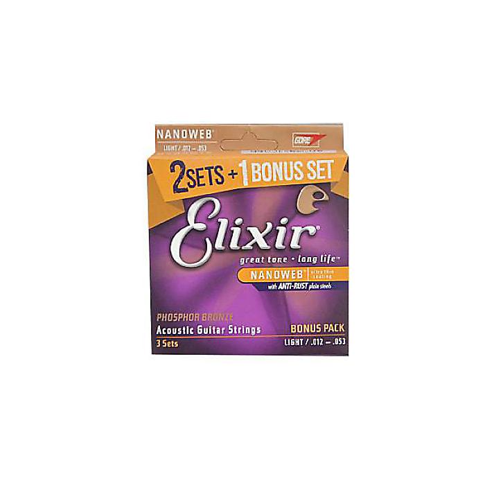 ELIXIR ( エリクサー ) / NANOWEB Phosphor Bronze Light 3-Pack #16545