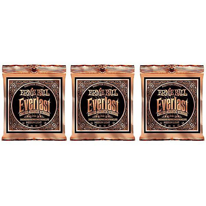 ERNIE BALL ( アーニー・ボール ) / EVERLAST COATED PHOSPHOR MEDIUM LIGHT、3パックセット
