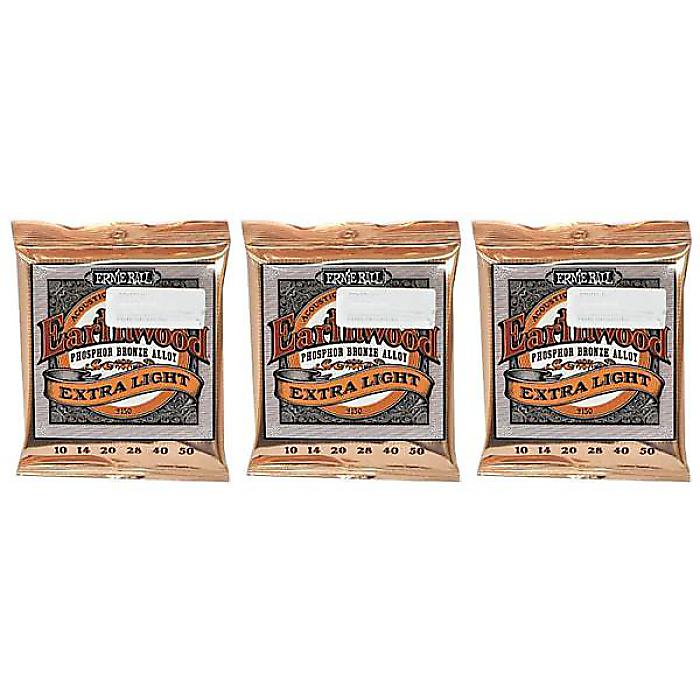 ERNIE BALL ( アーニー・ボール ) / Earthwood Phosphor Bronze EXTRA LIGHT #2150、 3パックセット