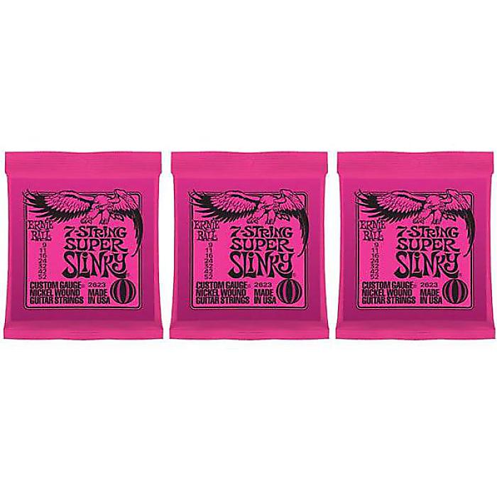 ERNIE BALL ( アーニー・ボール ) / 7-STRINGS SUPER SLINKY #2623、 3パックセット
