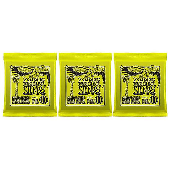ERNIE BALL ( アーニー・ボール ) / 7-String Regular Slinky #2621、 3パックセット