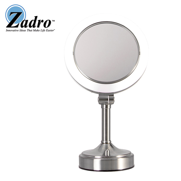 Zadro(ザドロ) / SLV410 (ニッケル) 《ライト付拡大鏡》 [鏡面 直径18.5cm] 【10倍率／等倍率】 - 卓上型テーブルミラー -