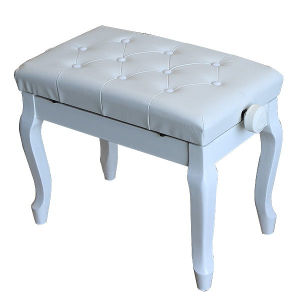 Euro Style(ユーロスタイル) / 猫足ピアノベンチ 【ホワイト】 高さ調節可能キーボードベンチ