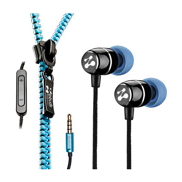 Zipbuds(ジップバズ) / FRESH + MIC (Blue) - iPhone対応 3ボタンマイクコントローラー付 コードがZipperになったイヤホン -