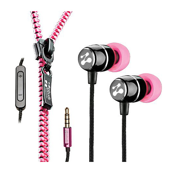 Zipbuds(ジップバズ) / FRESH + MIC (Pink) - iPhone対応 3ボタンマイクコントローラー付 コードがZipperになったイヤホン -