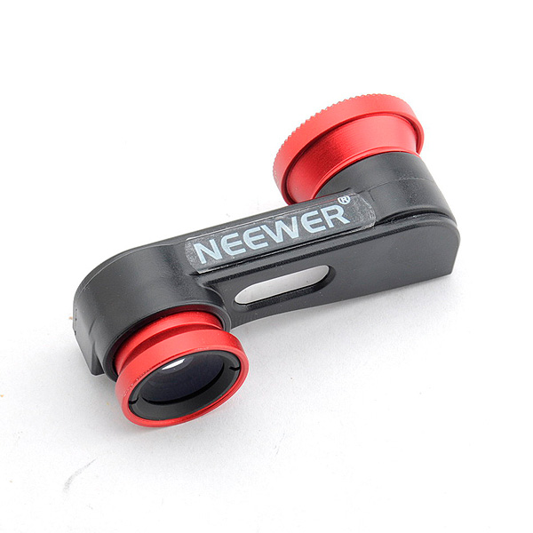 NEEWER / スマートフォン/携帯電話用 カメラレンズ 赤 180° 3 in 1 魚眼+広角+マクロ 撮影用レンズ 【iPhone5対応】