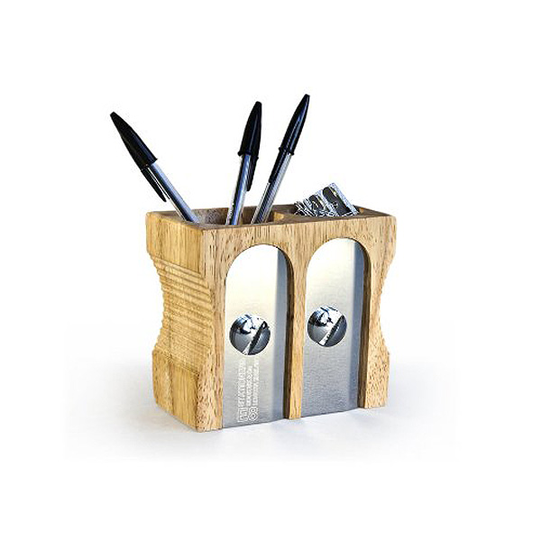 Suck UK(サックユーケー) / Double Pencil Sharpener Desk Tidy (Natural) - 鉛筆削り型 ペン立て -