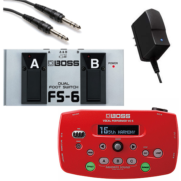 Boss(ボス) / Vocal Performer VE-5-RD 【ボーカル向けエフェクター】【フットスイッチ/FS-6と、接続ケーブル・ACアダプターがセット】