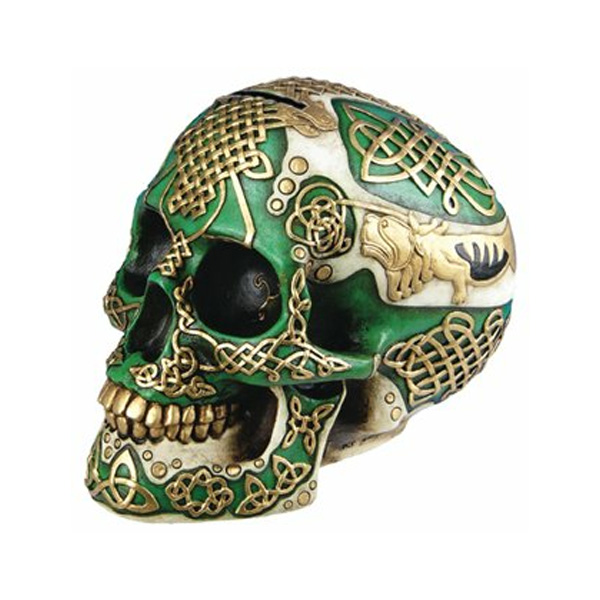 DLEG / Figurine Celtic Lion Skull Bank Hand Painted Resin 6411 - ドクロ貯金箱 【輸入品】