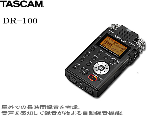 Tascam(タスカム ) / DR-100 ポータブルデジタルレコーダー 【2GB SDメモリーカード（本体差込済み）付属】 【専用ソフトケース付属】