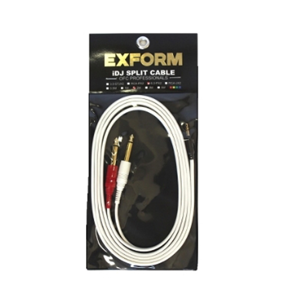 Exform(エクスフォルム) / iDJ SPLIT CABLE (長さ:2m) 【3.5mmステレオミニプラグ - 6.3mm標準プラグ×2】 分岐・変換ケーブル