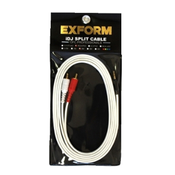 Exform(エクスフォルム) / iDJ SPLIT CABLE (長さ:2m) 【3.5mmステレオミニプラグ - RCAピンプラグ×2】 分岐・変換ケーブル