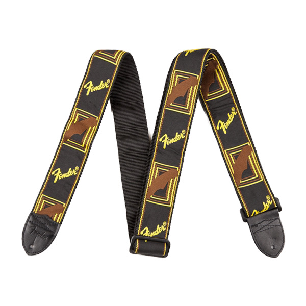 FENDER(フェンダー) / 2” MONOGRAMMED STRAPS Black/Yellow/Brown モノグラム ストラップ 【FENDERの定番】