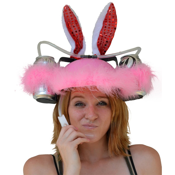 Fairly Odd Novelties / Beer Soda Guzzler Helmet Drinking Bunny Rabbit Ears Party Hat (Pink) - ビールハット・ドリンキングハット -