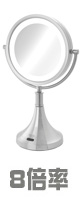 Jerdon(ジェルドン) / JRT8500NL (ニッケル)  《LED付き拡大鏡》 [鏡面 約22cm / 高さ 約40ｃｍ] 【8倍率】 - 卓上型テーブルミラー -
