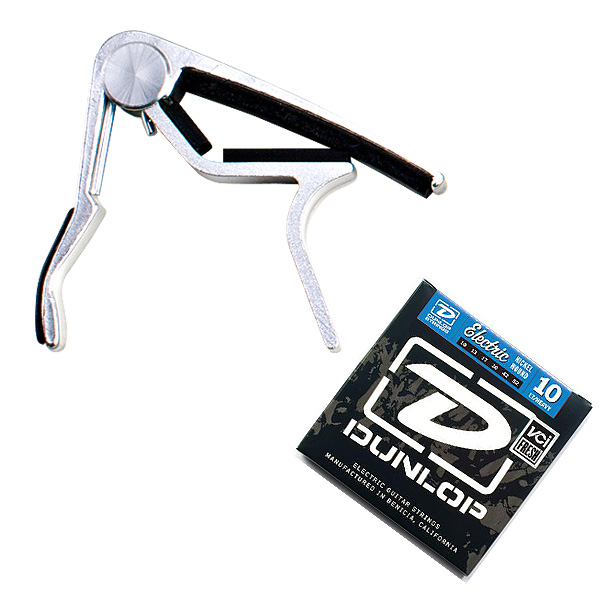 Jim Dunlop(ジム・ダンロップ) / Electric Trigger Capos Black 87N + DEN1046 - エレキギター用 カポタスト+弦 限定パック -