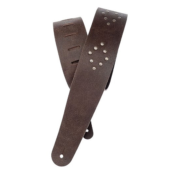 PLANET WAVES(プラネットウェイブス ) / The Vintage & Western Leather Strap Collection 25VNRD01-DX BLASTED W/BRASS RIVETS(DIAMOND)-BROWN - ギターストラップ -【国内正規品】