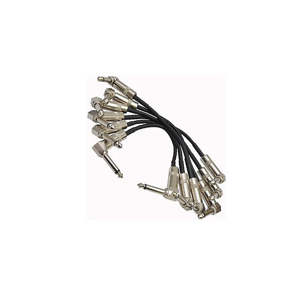 Seismic Audio / 6 Pack Pedal Board Pro Effects Cables 1/4” Patch Cables Right Angle SAGPC6-6 - ギターシールド パッチケーブル 6本セット -