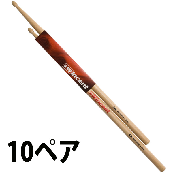 【10ペアセット】Wincent(ウィンセント) / W-5A XL (5A XL Hickory)- ヒッコリー・ドラムスティック -